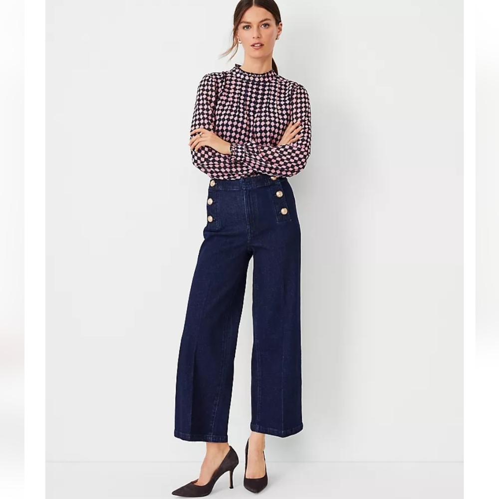 Mariner High-Rise Wide Leg Crop Jeans in Refined Dark Indigo Wash